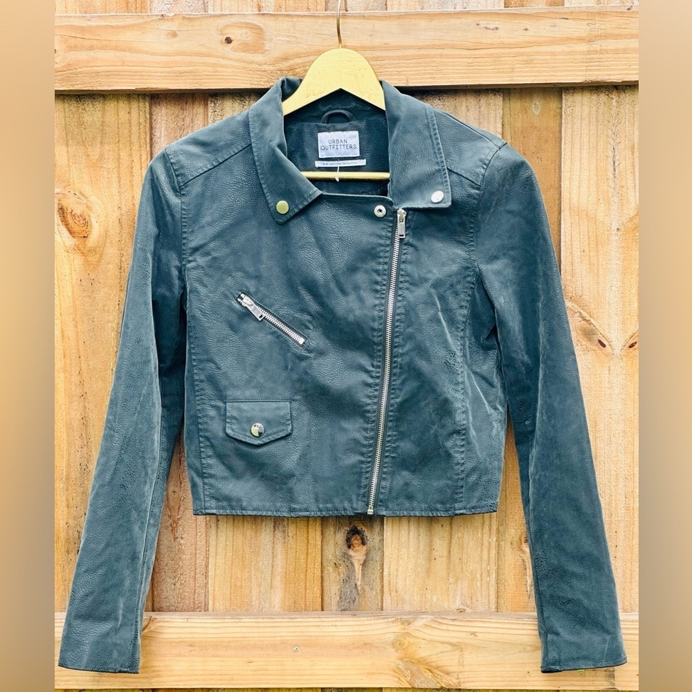 Urban Outfitters Women's Faux Suede Leather Jacket Green Size Medium